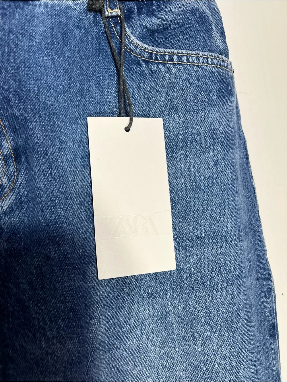 NWT Zara Blue High Rise Straight Leg Ankle Jeans Rigid Denim size 8